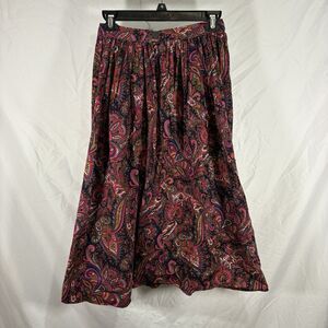 Vintage Paisley Boho Midi Skirt 30" L 24" Waist Cottagecore Flowy No Tag